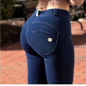 Dark blue stitch Freddy Jeans mid rise skinny medium sexy stretch